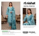 Teal Blue Premium Digital Printed Lawn 3-Piece Suit